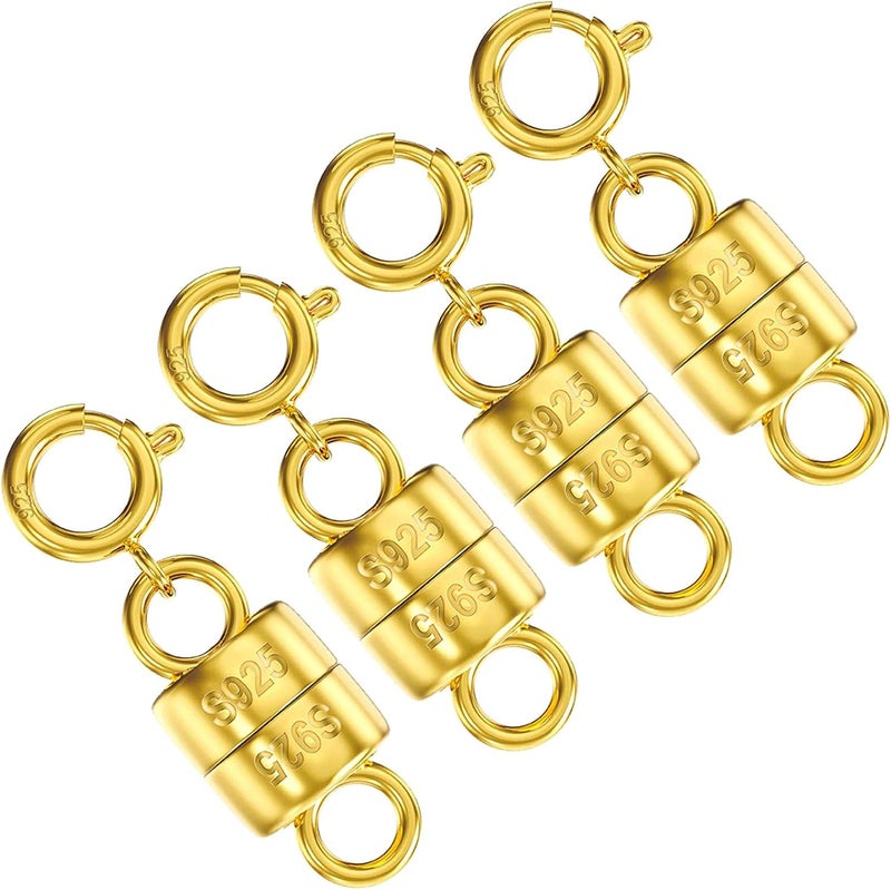 OHINGLT 14K Gold Plated 925 Sterling Silver Magnetic Necklace Clasps and Closures,Gold and Silver Bracelet Clasp Converter for Jewelry Making Supplies,Chain Extender Connector for Bracelet - Image 1